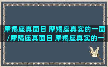 摩羯座真面目 摩羯座真实的一面/摩羯座真面目 摩羯座真实的一面-我的网站